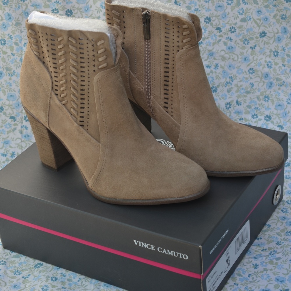 Vince Camuto Fenyia Ankle Bootie Tan Brown Suede
